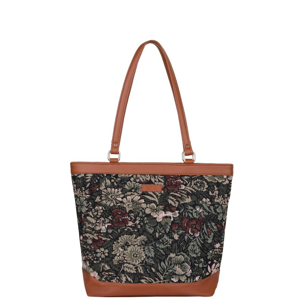 Women’s Vintage Tapestry Tote Bag | Top Handle Shoulder Satchel with PU Leather